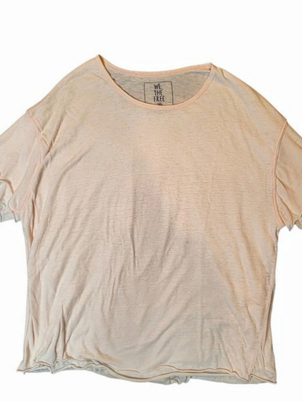 We The Free Free People Peach Boxy Slub Knit Tee Short Sleeve Medium Bohemian